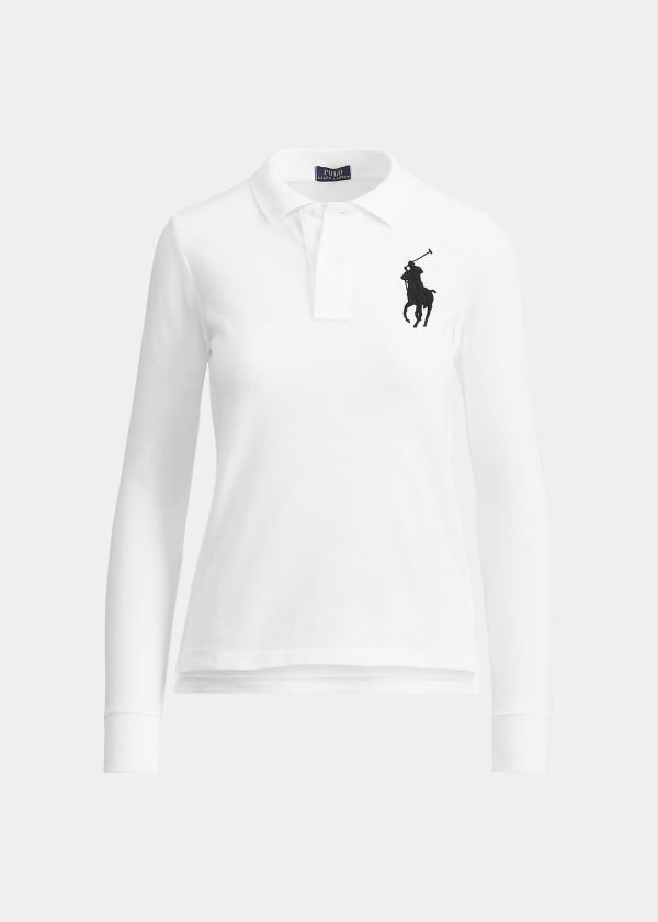 Polos Polo Ralph Lauren Mujer Blancos - Skinny Fit Big Pony - DWMOJ8560